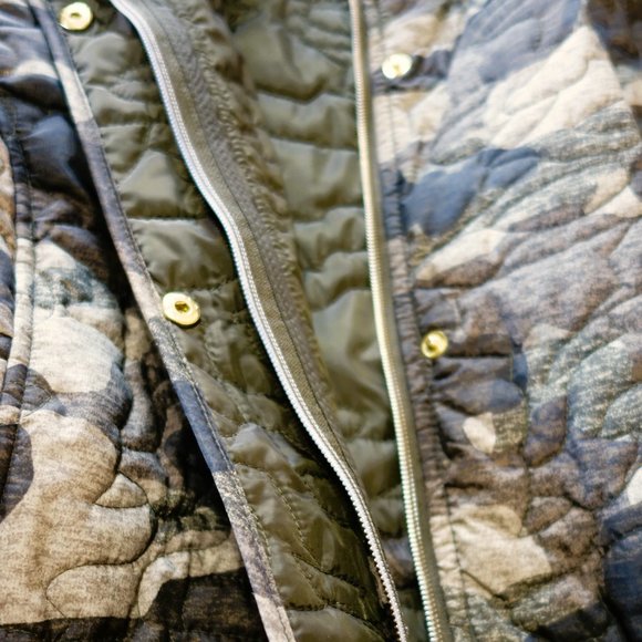 Isaac Mizrahi Live! SOHO Nylon Quilted Green Camo Print Anorak Jacket Size L - Picture 5 of 7